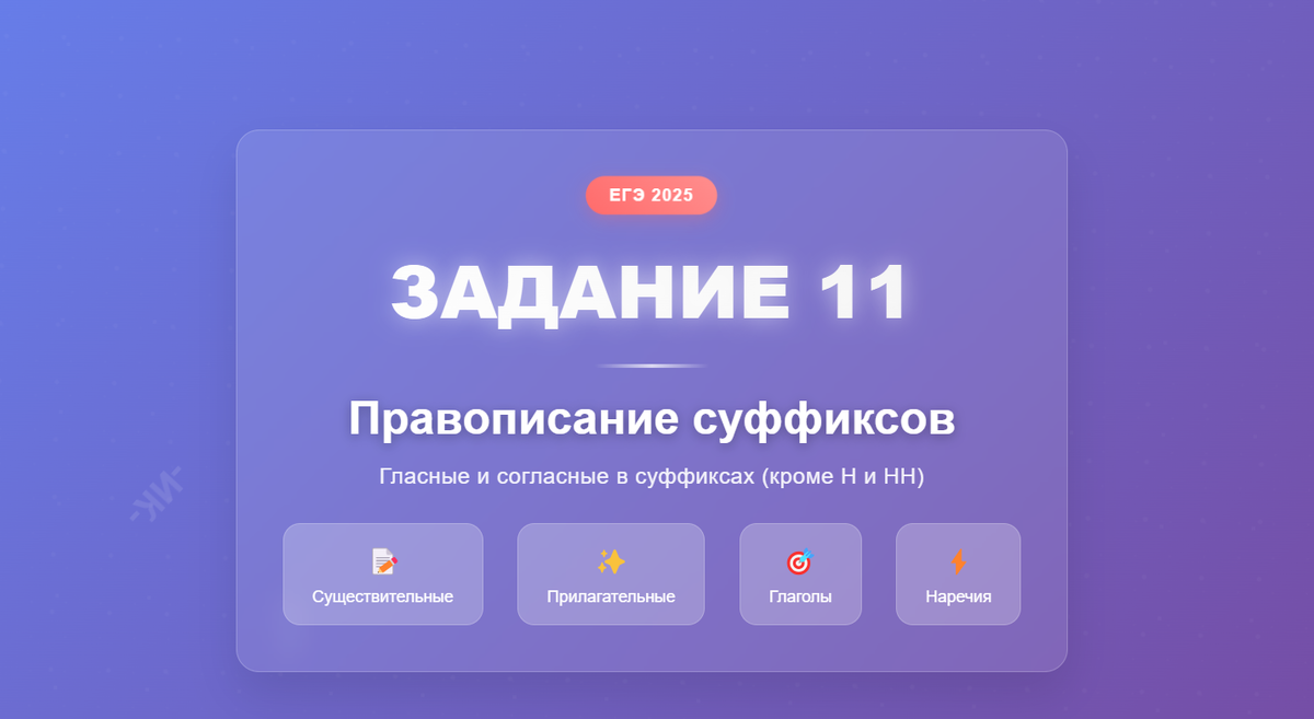 Задание 11 ЕГЭ русский язык: Правописание суффиксов