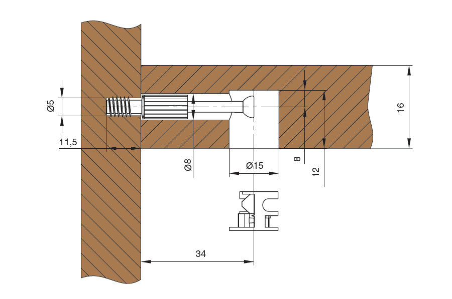 Размеры для разметки присадки эксцентриковой стяжки 