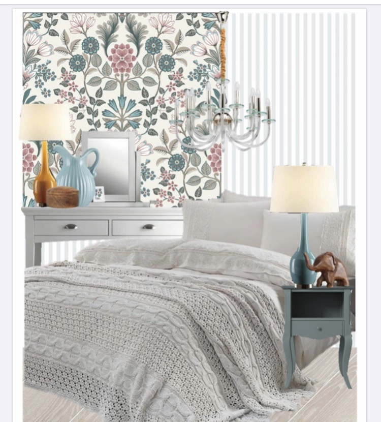 В коллаже собраны реальные предметы и отделочные материалы, чтобы дать представление о стиле и цветовом решении