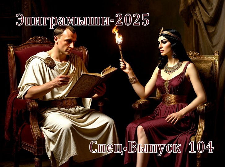 Коллаж-обложка "Эпиграмыши-2025. СпецВыпуск 104". Михаил Булгаков, Юрий Кара, Владимир Бортко, роман "Мастер и Маргарита" и его экранизации.