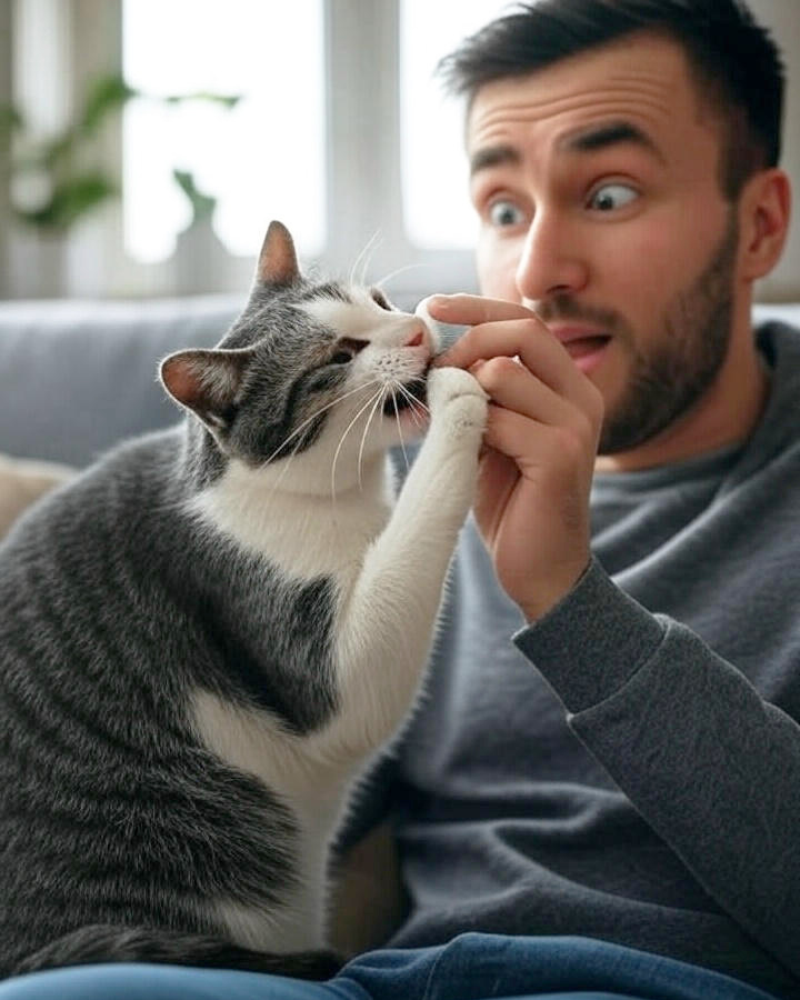 Когда твой кот решил укусить просто так, без причины