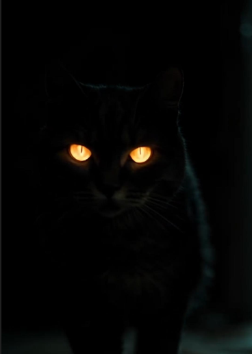 черный кот с ярко-желтыми глазами