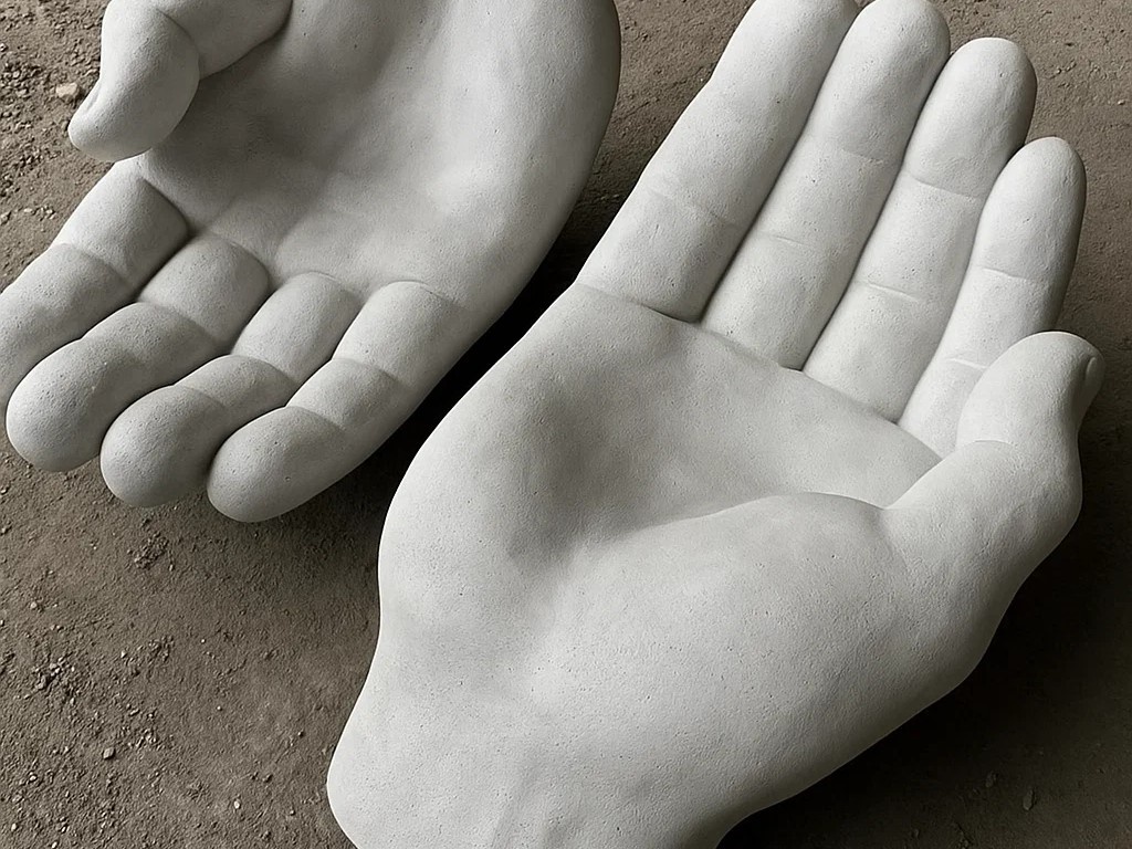 Садовый вазон из бетона — Руки