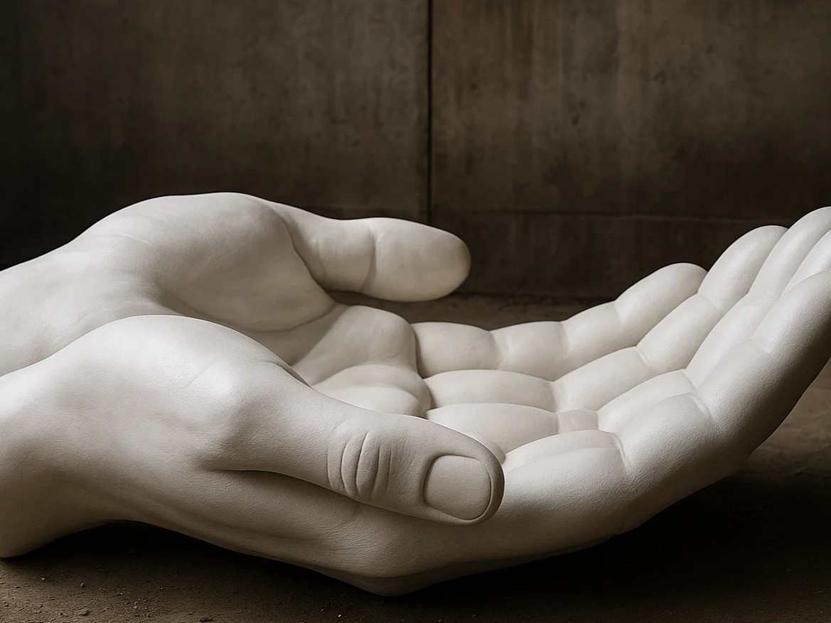 Садовый вазон из бетона — Руки