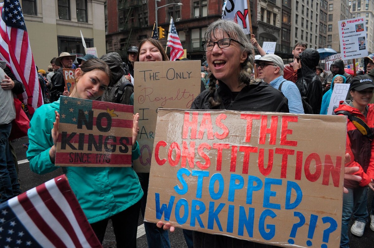    Протесты против Трампа в Нью-Йорке. 14 июня 2025 года. / Источник: © Jimin Kim/Global Look press