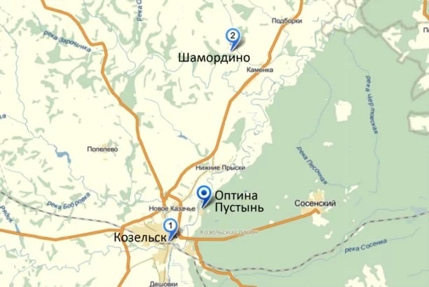 Карта с расположением монастыря. Фото из интернета.