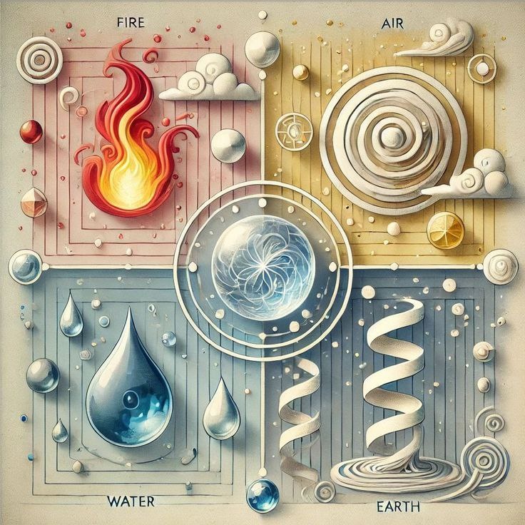 в процессе восковых отливок задействованы 4 стихии