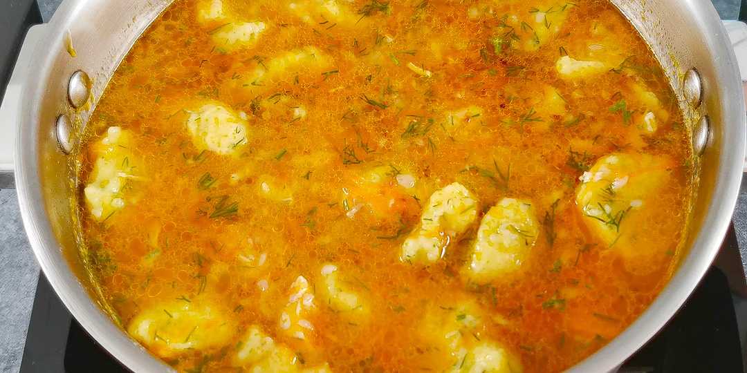 Куриный суп с картофельными галушками. Очень вкусно