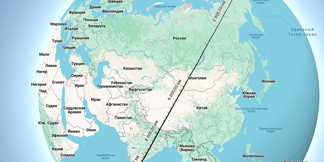 Какая прямая линия самая длинная на суше?