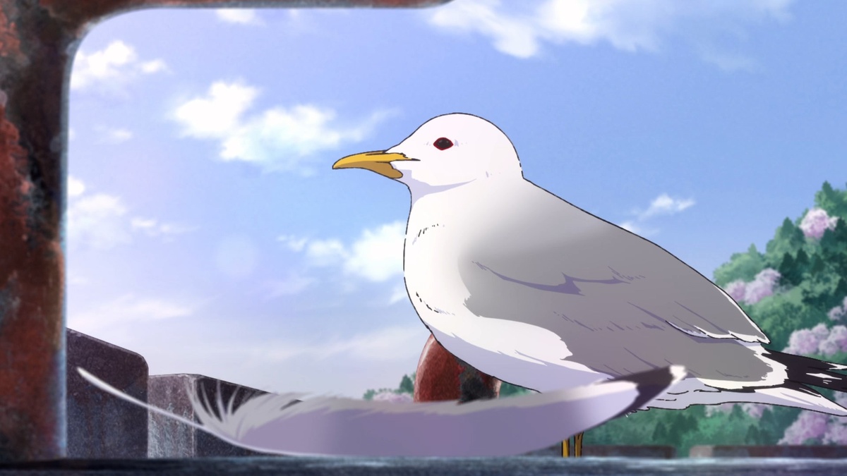 Понижающаяся линия, птичка, перо...идеально. По почему-то вспоминается учебник.