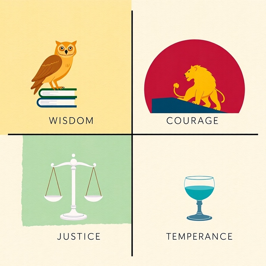 Стоические добродетели. Коллаж ИИ