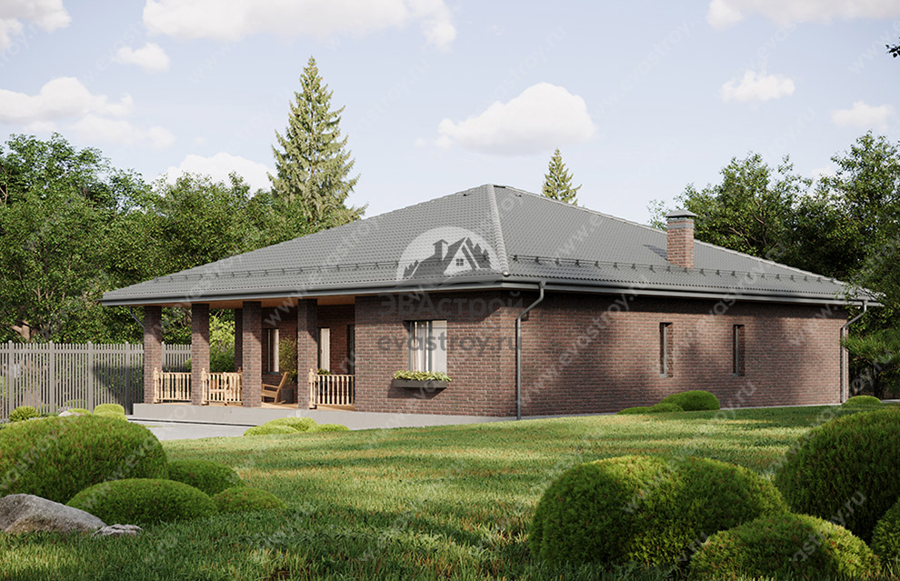 Проект одноэтажного дома до 210 м2 с кабинетом и террасой