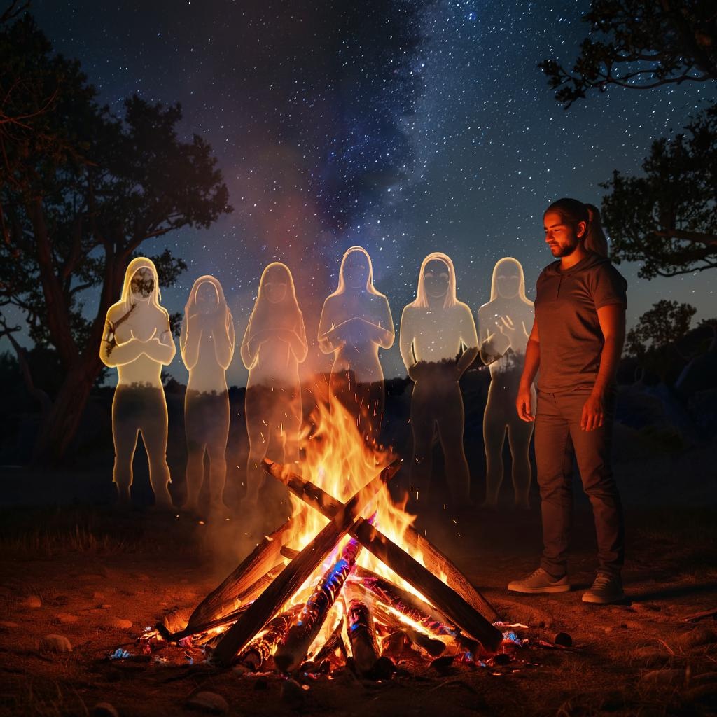 Мужчина у волшебного костра.