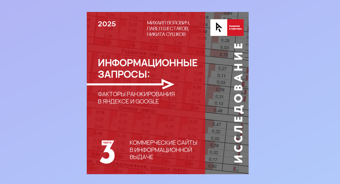 Источник: «Информационные запросы: факторы ранжирования в Яндексе и Google», Михаил Волович, Павел Шестаков, Никита Сушков, 3 часть, 2025 год.