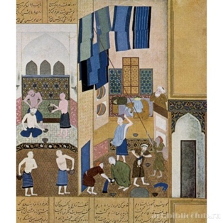 Бехзад. Гарун аль Рашид в бане. Миниатюра.