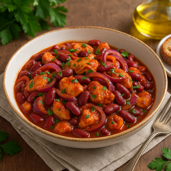 Курица с фасолью и красным луком рецепты от Дарики