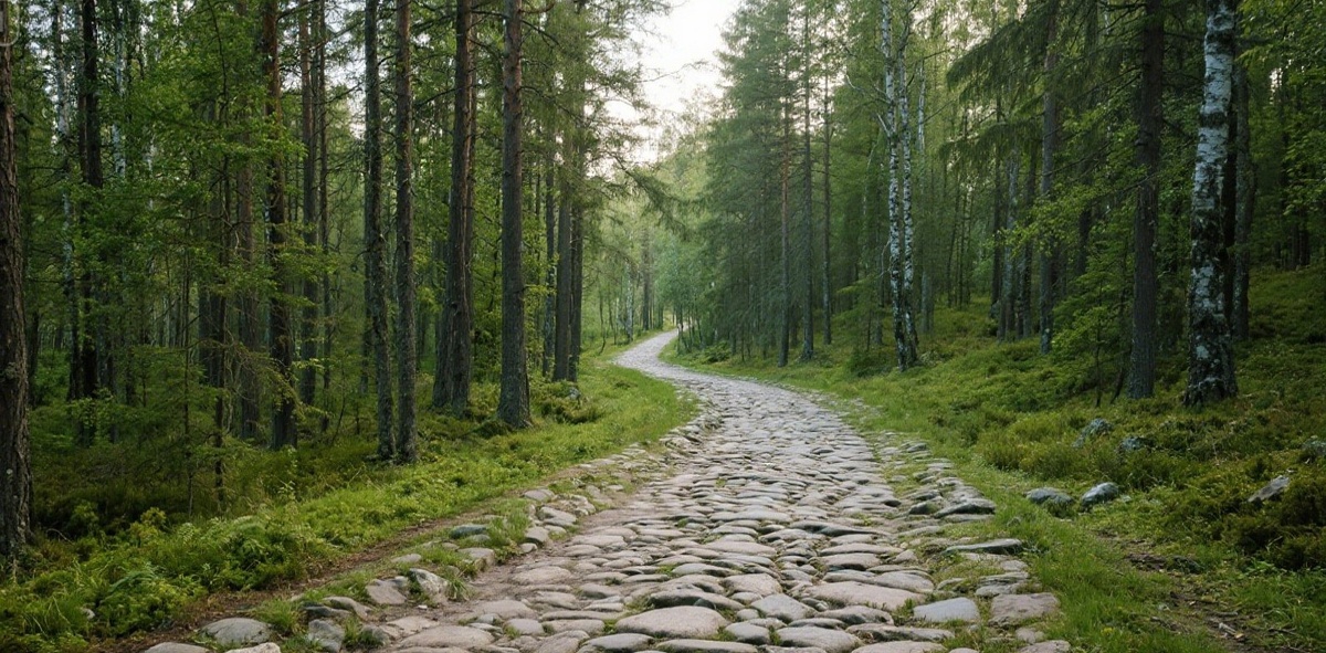 "Древняя каменная дорога в сибирской тайге"