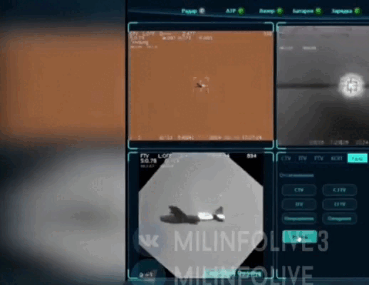 Захват БПЛА сисиемой автоприцеливания с дальнейшим поражением, дистанция 1.5 км (GIF видео)