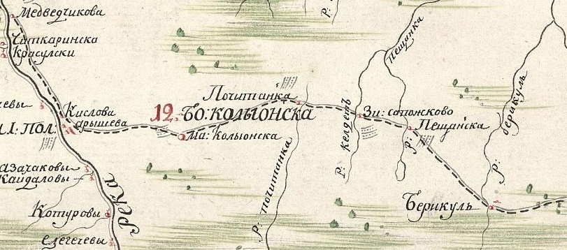 Карта Томского уезда Тобольской губернии 1784 года