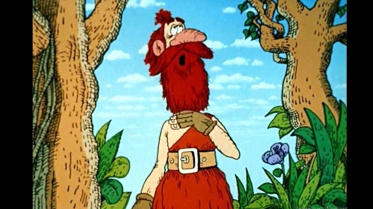 Для меня Бен Ганн выглядит в памяти всегда вот так, благодаря советскому мультику "Остров Сокровищ" 1988 года. Картинка из открытых источников.