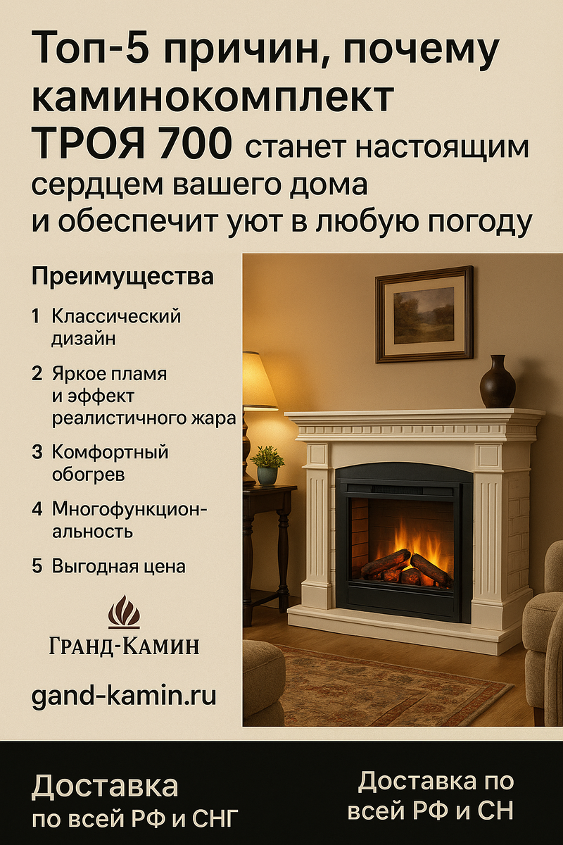    Топ-5 причин, почему каминокомплект Троя 700 станет настоящим сердцем вашего дома и обеспечит уют в любую погоду Kamin