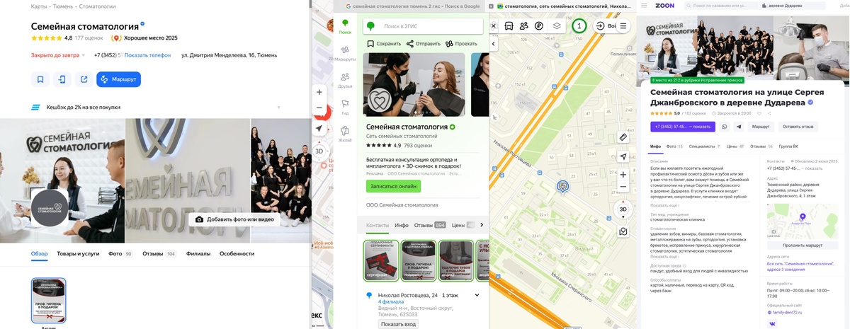 Оформление и наполнение на Яндекс Картах, 2ГИС и ZOON
