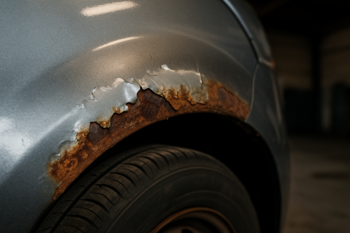 📸 Фото ДО: коричневое вздутие на арке, шелушится лак