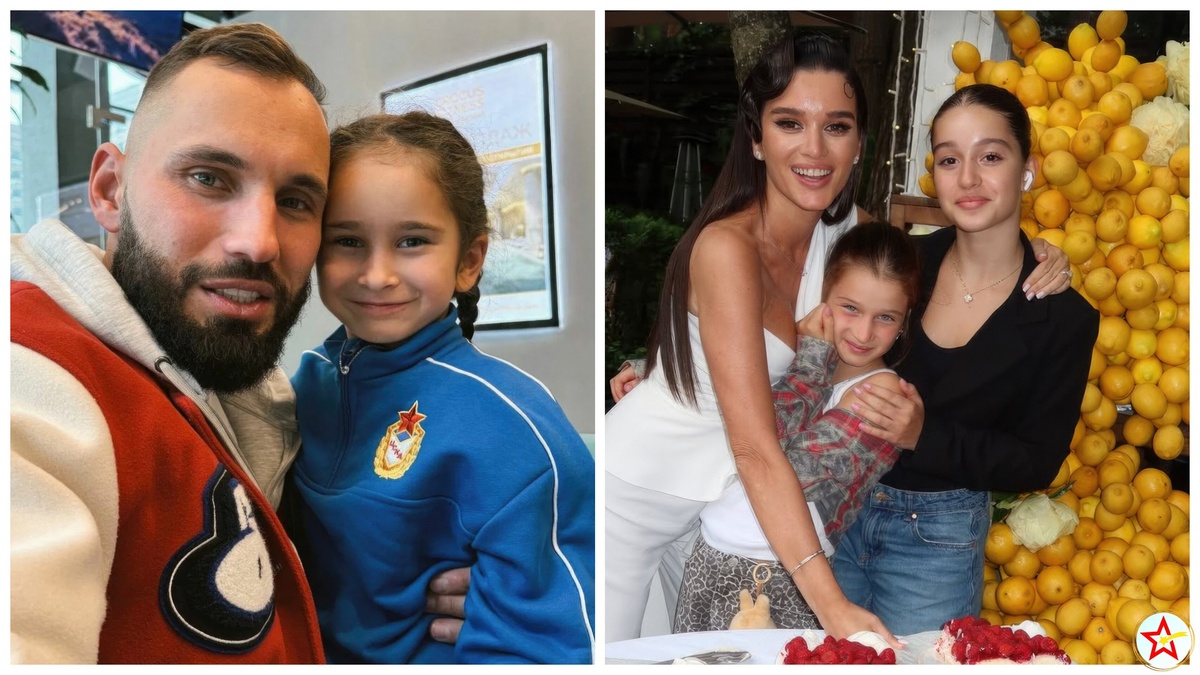 Николай Сердюков с дочерью и Ксения Бородина со своими дочерьми