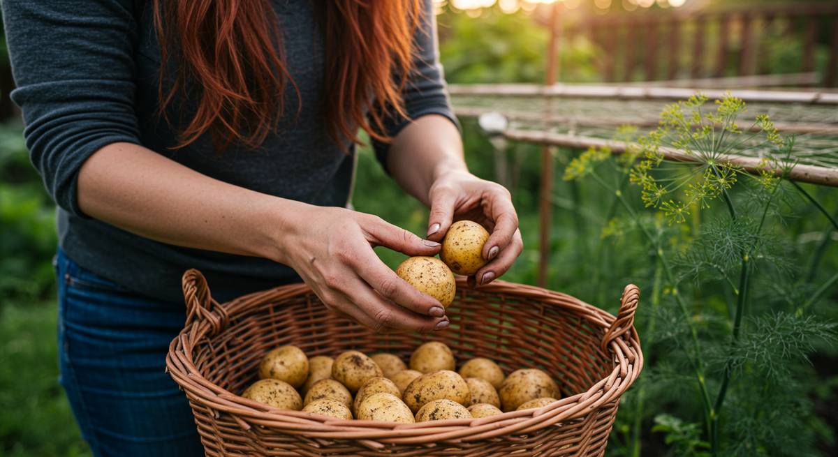 Аккуратно складываю клубни руками, как яйца