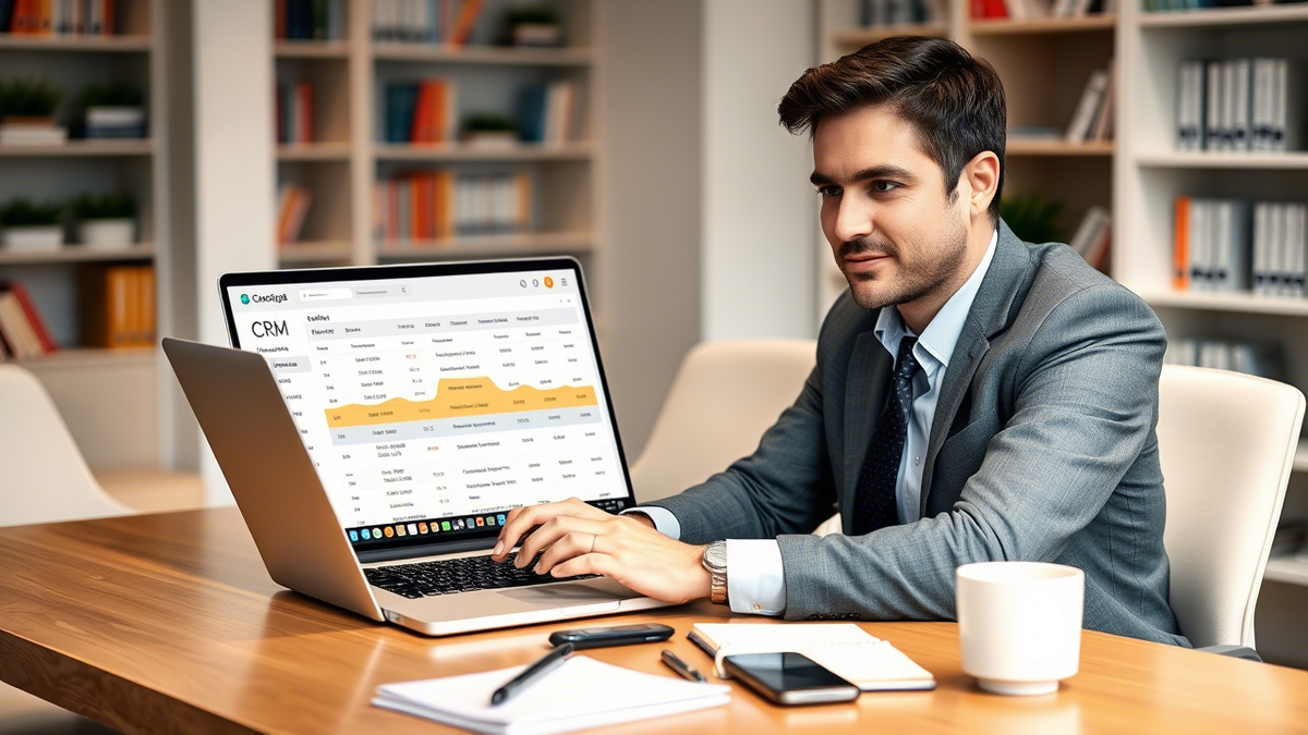    Менеджер работает с CRM для управления продажами. datalopata
