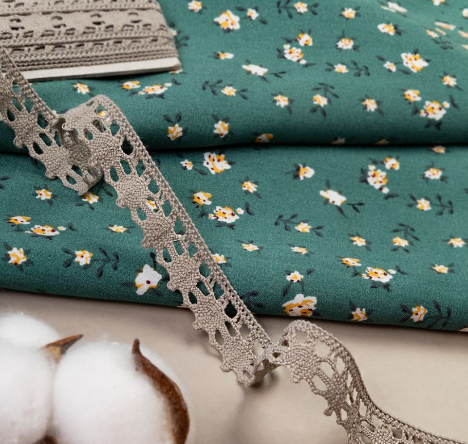 Хлопковая вязанная ажурная тесьма под лён