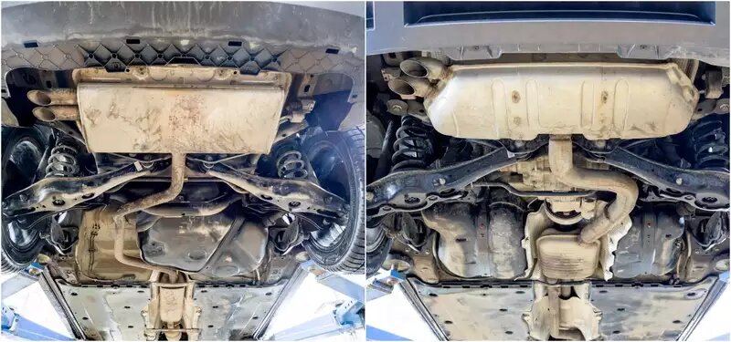    У Джетты сзади (фото слева) многорычажная подвеска. Кароку (фото справа) она полагается только вместе с полным приводом.