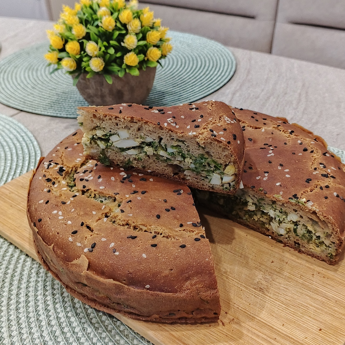 Заливной пирог на кунжутной муке от Светланы Олейник. 