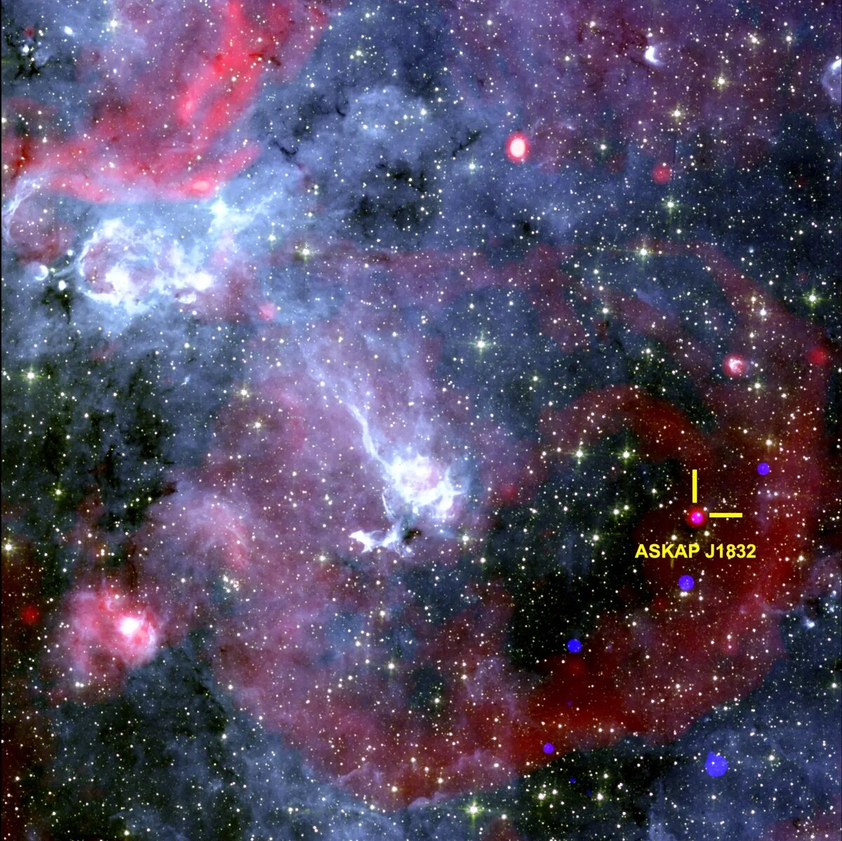 Изображение неба, показывающее область вокруг ASKAP J1832-0911.