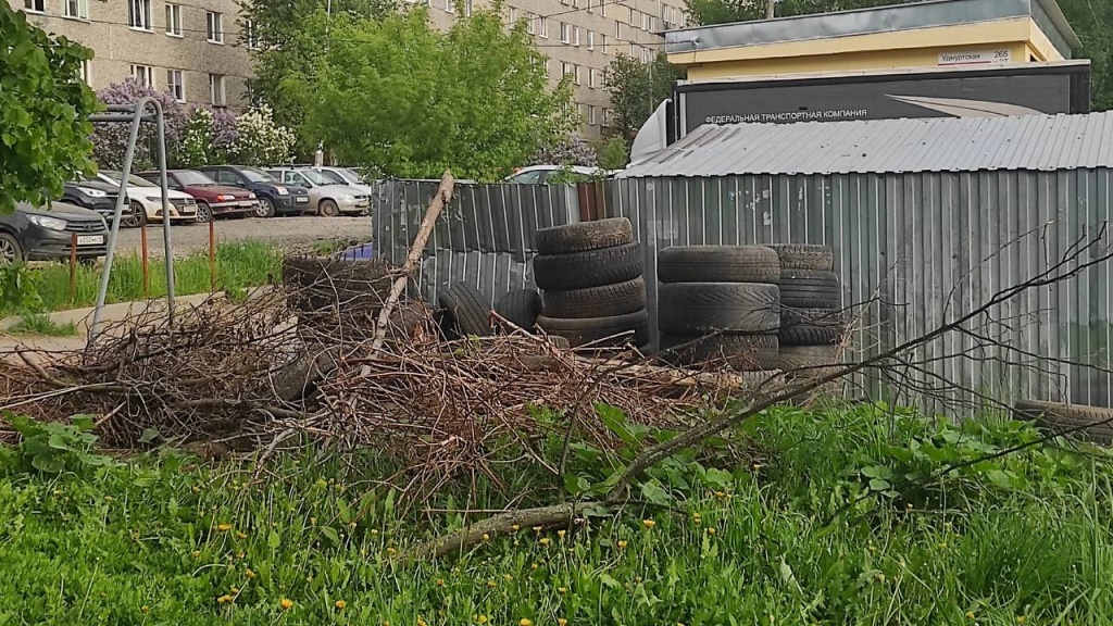  Покрышки на улице Фалалеева. Фото: Ксения Аксенова