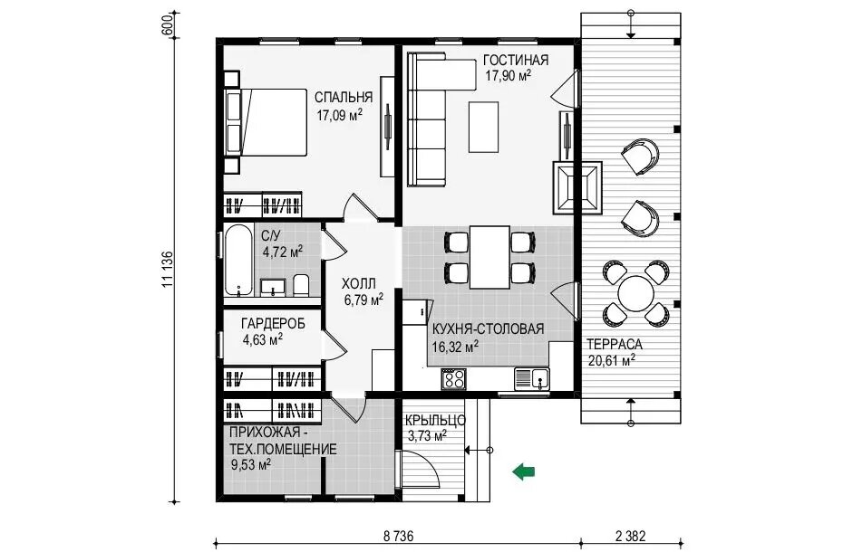 Схема проекта дома «Турин-77»