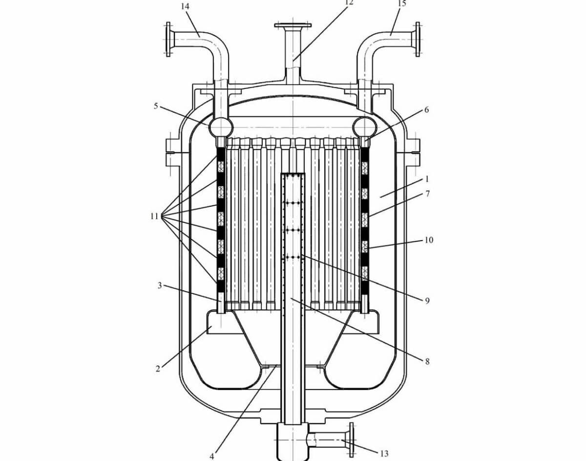    Общий вид реактора в разрезе / © Николай Кондрашов, источник: патент 2823376