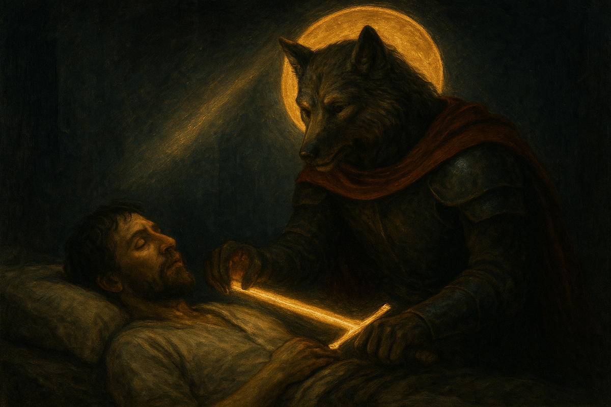 В "Христоносце" волк — это святой. Он не зло. Он — облик силы, взятый на себя ради любви.