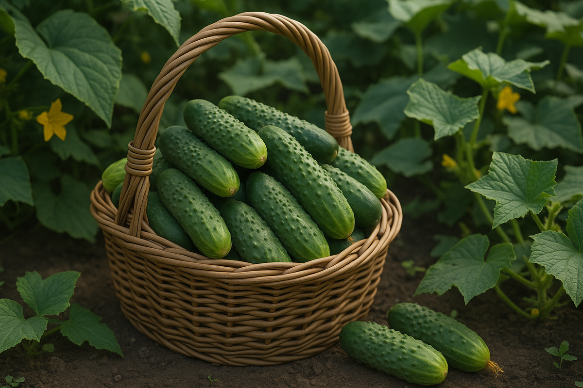 Корзина с огурцами