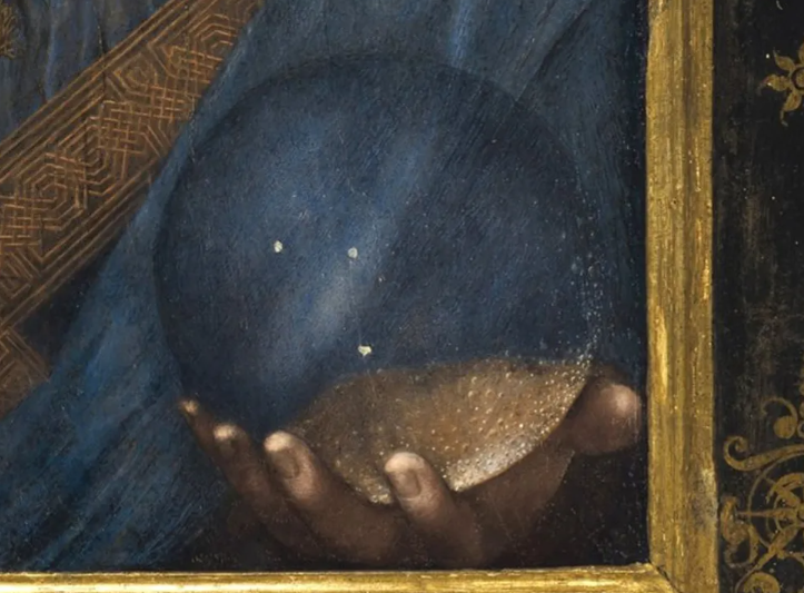 Странная сфера в руке у Спасителя на картине Леонардо да Винчи «Спаситель мира».