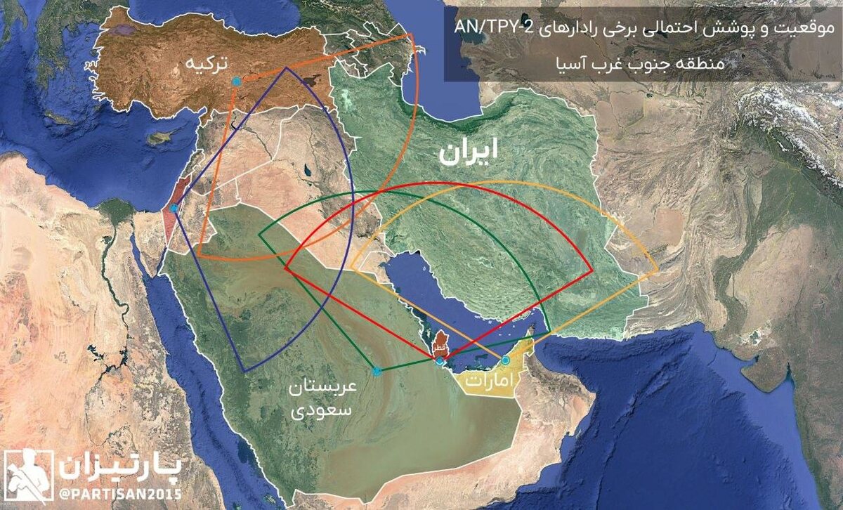 На карте показаны РЛС, которые работают в пользу Израиля, но вы можете оценить, как неудобно Израилю пришлось бы идти до Ирана пешком.