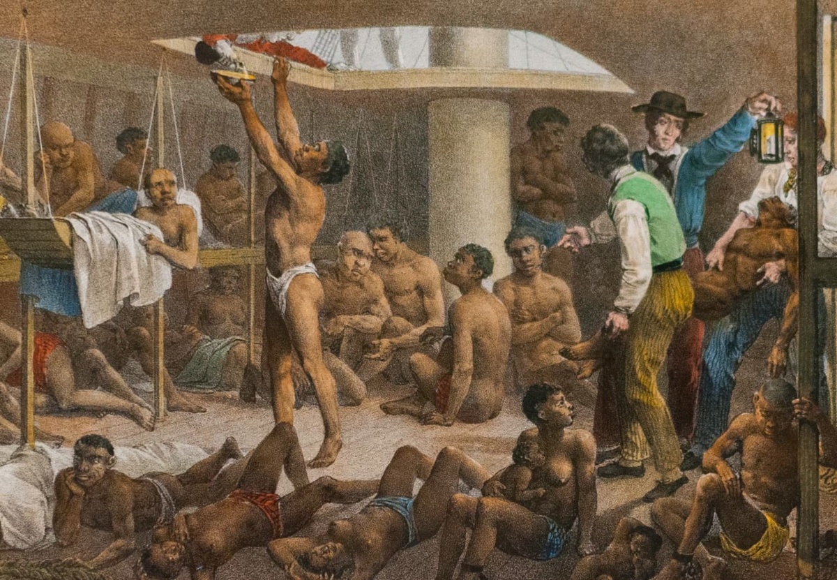 Картина Иоганна-Морица Ругендаса «Перевозка чёрных рабов через океан».1835 год