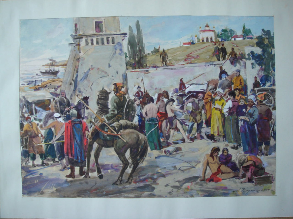 Фото: Невольничий рынок в Крыму. Акварель Константина Коровина