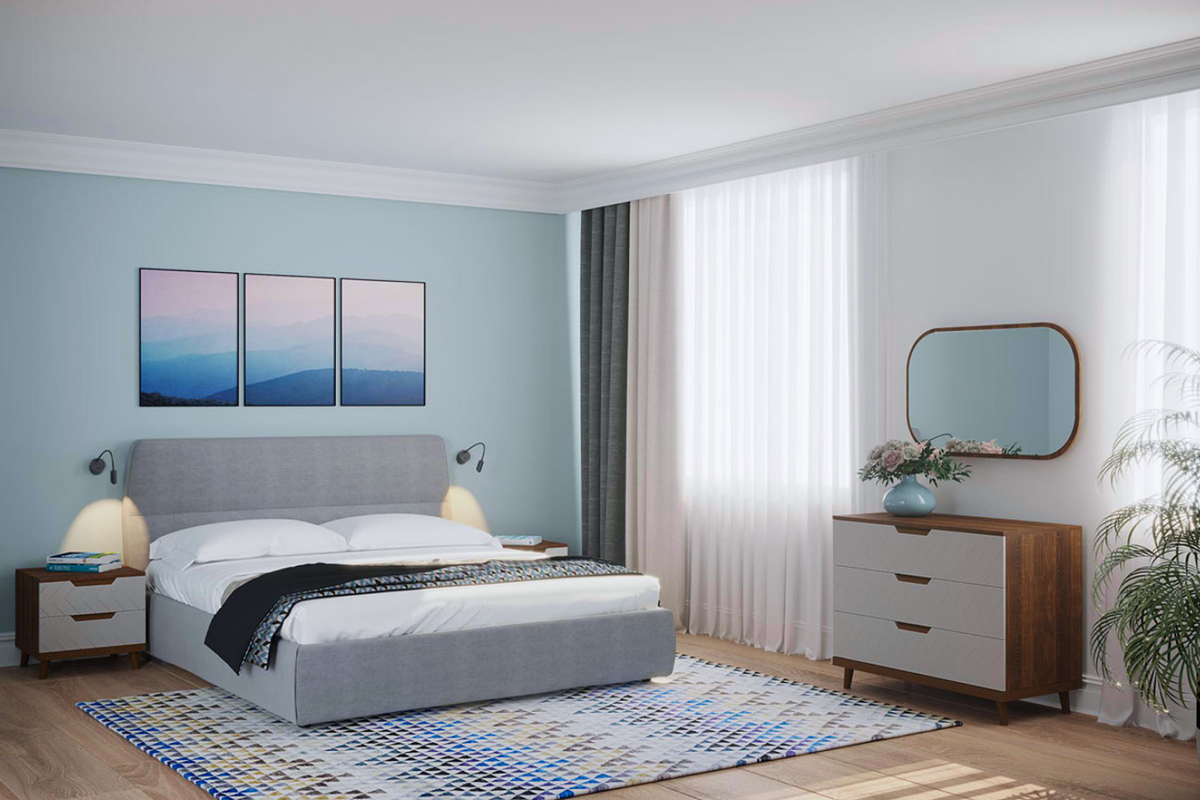 Размеры спальных мест в зависимости от модели кровати: 160 x 200 и 180 x 200 сантиметров.