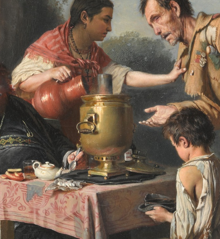 Фрагмент картины Василия Григорьевича Перова «Чаепитие в Мытищах» из собрания Государственной Третьяковской галереи