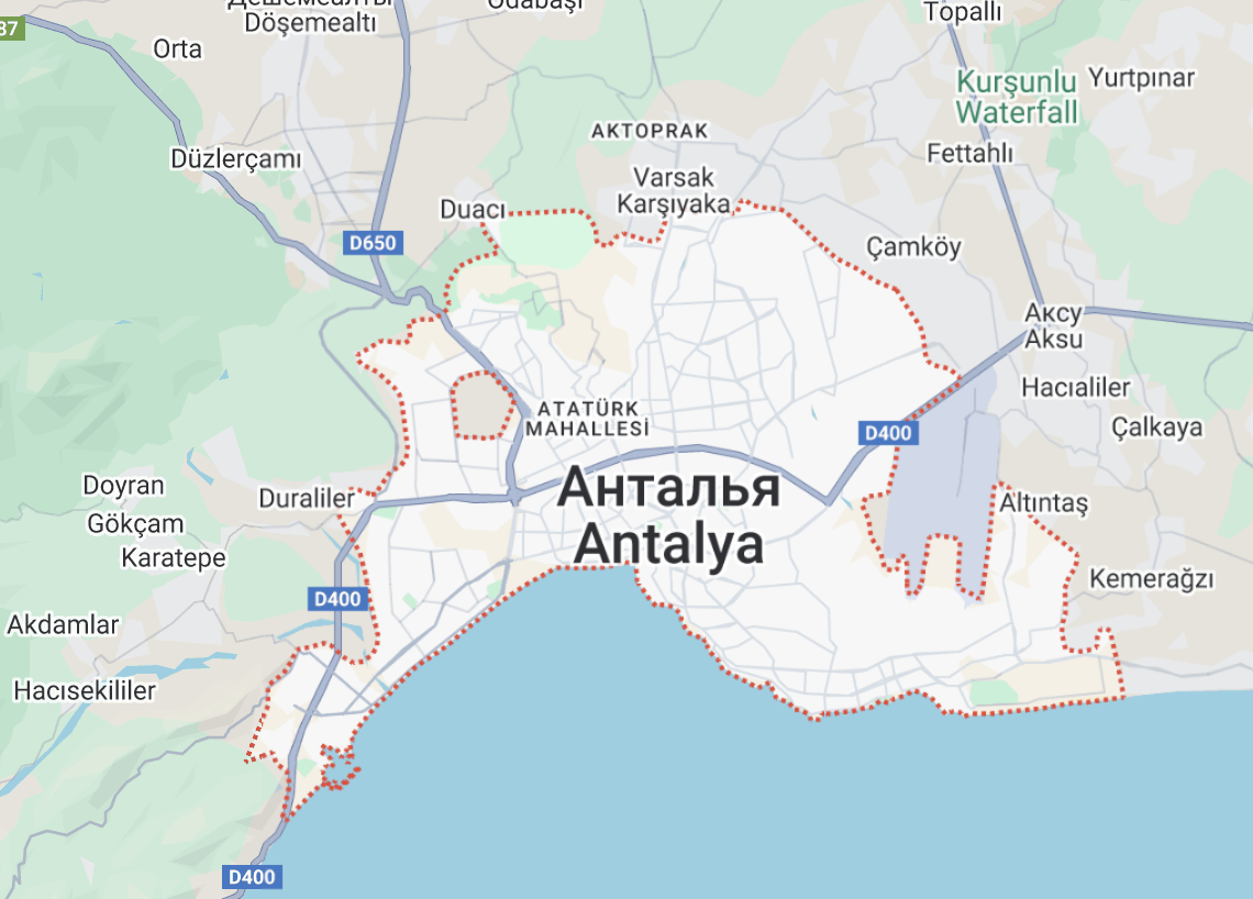 Анталия на карте