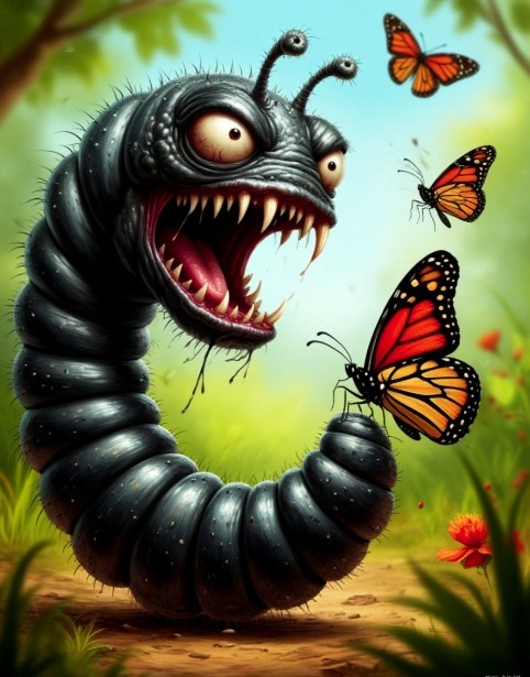 Нейросеть Шедеврум создала именно такого червяка, какого надо. 