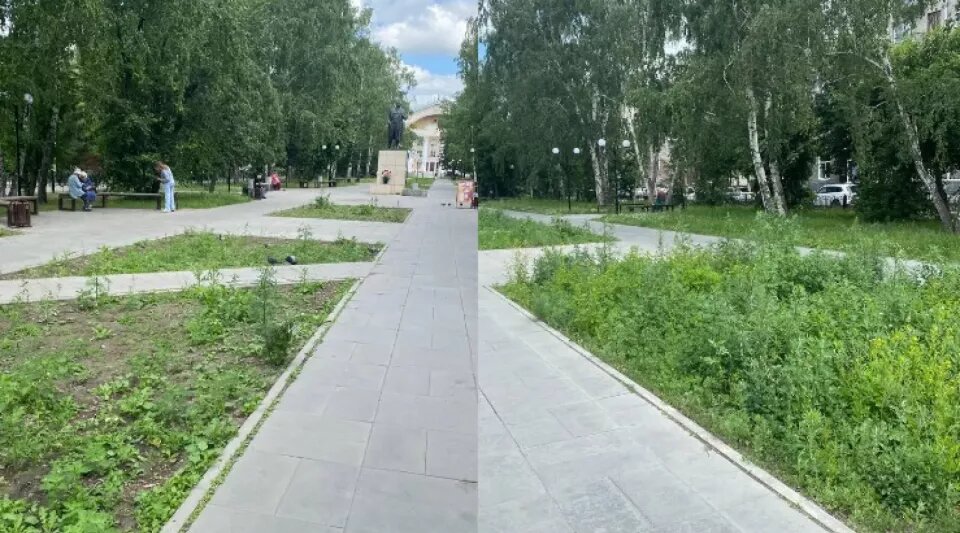    Клумбы в Бийске стоят пока без цветов. Источник: "Бийский рабочий"