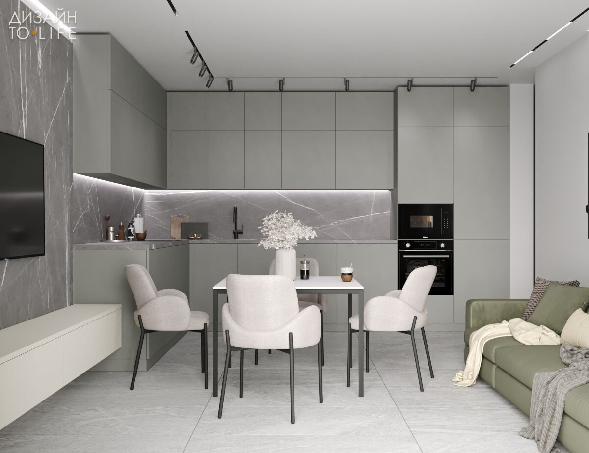 Минималистичный интерьер в холодных оттенках для хирурга