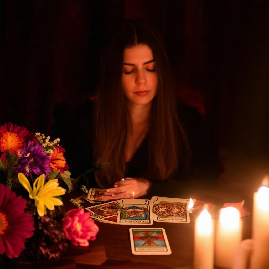 Гадание на картах. Иллюстрация сгенерирована нейросетью